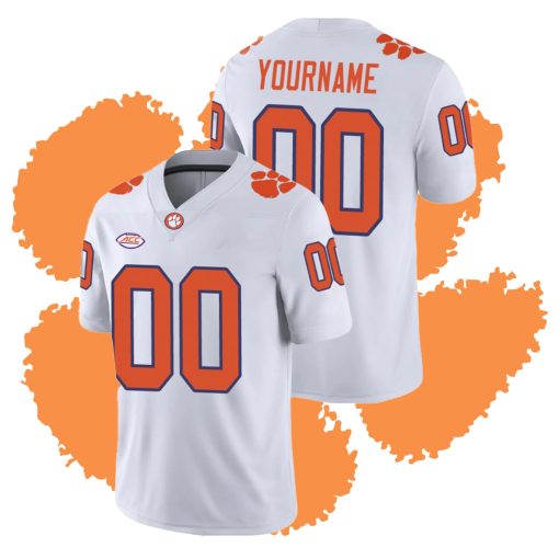 Custom Clemson Tigers White College Football Playoff Game Jersey