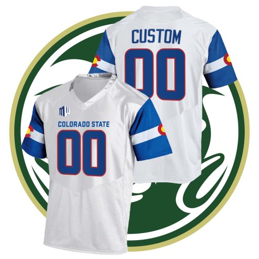 Custom Colorado State Rams College Football Jersey White State Pride