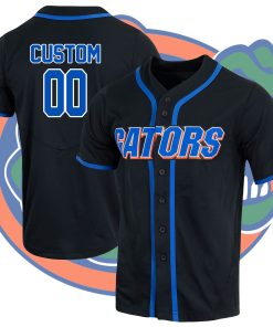 Custom Florida Gators Full-Button College Baseball Jersey - Black