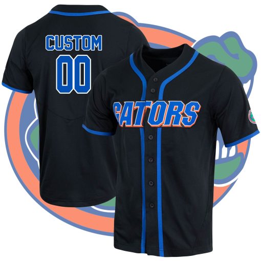 Custom Florida Gators Full-Button College Baseball Jersey - Black