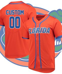 Custom Florida Gators Full-Button College Baseball Jersey - Orange