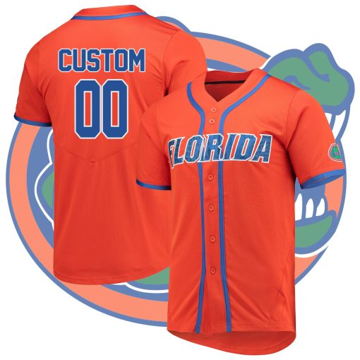 Custom Florida Gators Full-Button College Baseball Jersey - Orange