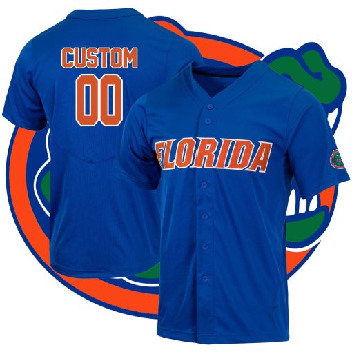 Custom Florida Gators Full-Button College Baseball Jersey - Royal