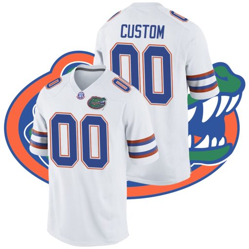 Custom Florida Gators White College Football Away Game Jersey