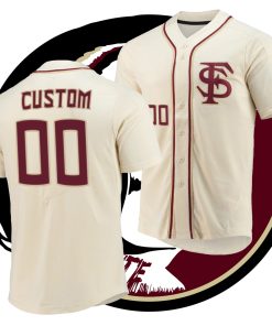 Custom Florida State Seminoles Natural Elite Full-Button College Baseball Jersey