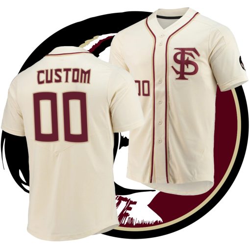 Custom Florida State Seminoles Natural Elite Full-Button College Baseball Jersey