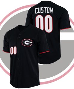 Custom Georgia Bulldogs College Baseball Black Jersey Full-Button