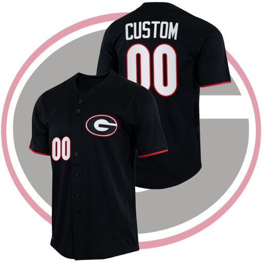 Custom Georgia Bulldogs College Baseball Black Jersey Full-Button