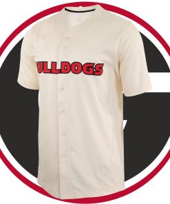 Custom Georgia Bulldogs College Baseball Full Button Jersey - Natural