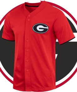 Custom Georgia Bulldogs College Baseball Full Button Jersey - Red