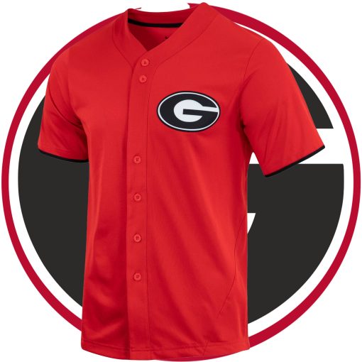 Custom Georgia Bulldogs College Baseball Full Button Jersey - Red