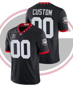 Custom Georgia Bulldogs College Football Game Jersey Black Mascot 100th Anniversary