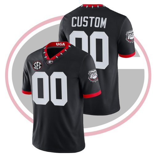 Custom Georgia Bulldogs College Football Game Jersey Black Mascot 100th Anniversary