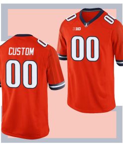 Custom Illinois Fighting Illini Orange College Football Jersey