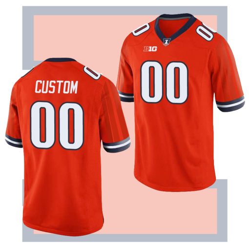 Custom Illinois Fighting Illini Orange College Football Jersey