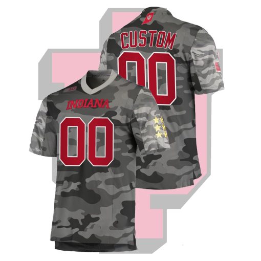 Custom Indiana Hoosiers Gray College Football Salute To Service Jersey