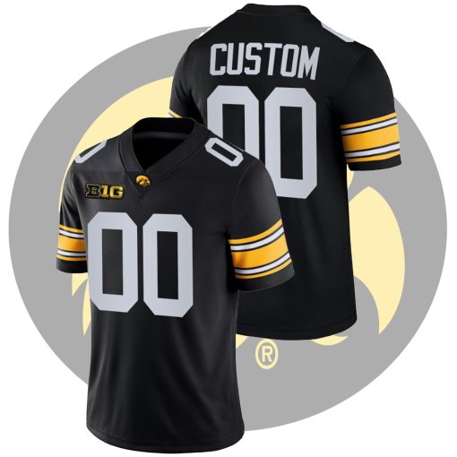 Custom Iowa Hawkeyes Black College Football Game Jersey