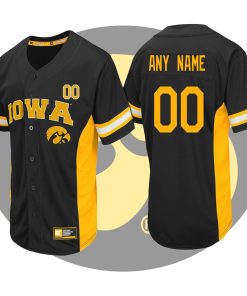 Custom Iowa Hawkeyes Black Strike Zone College Baseball Jersey