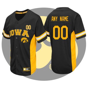 Custom Iowa Hawkeyes Black Strike Zone College Baseball Jersey