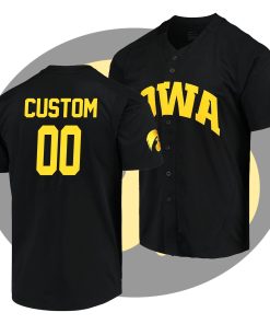Custom Iowa Hawkeyes Black Vapor Elite College Baseball Full Button Jersey