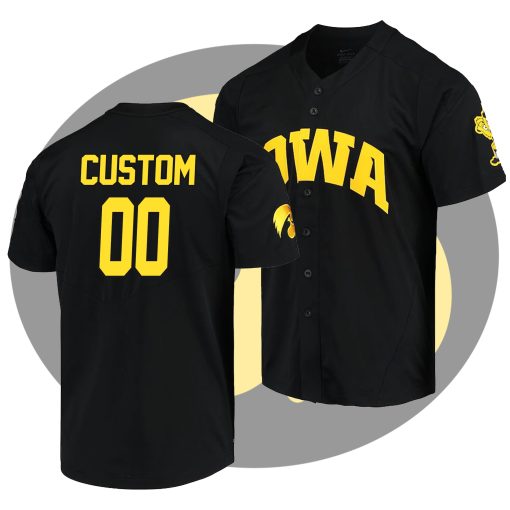 Custom Iowa Hawkeyes Black Vapor Elite College Baseball Full Button Jersey