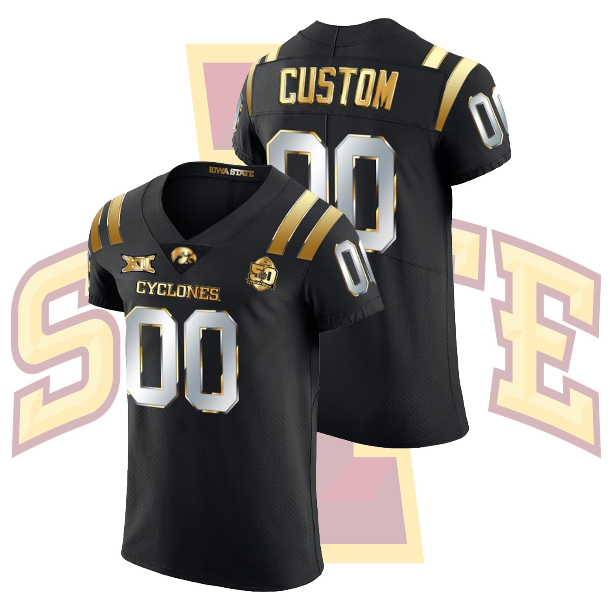 Custom Iowa State Cyclones Black Golden Edition College Football Jersey Custom Iowa State Cyclones Black Golden Edition College Football Jersey