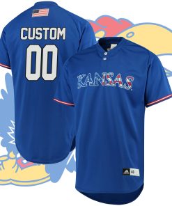 Custom Kansas Jayhawks College Baseball Button Up Jersey - Royal