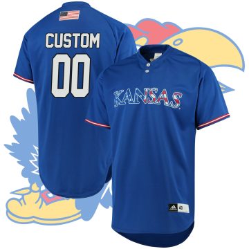 Custom Kansas Jayhawks College Baseball Button Up Jersey - Royal
