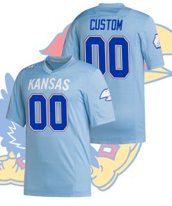 Custom Kansas Jayhawks Light Blue Premier Strategy College Football Jersey