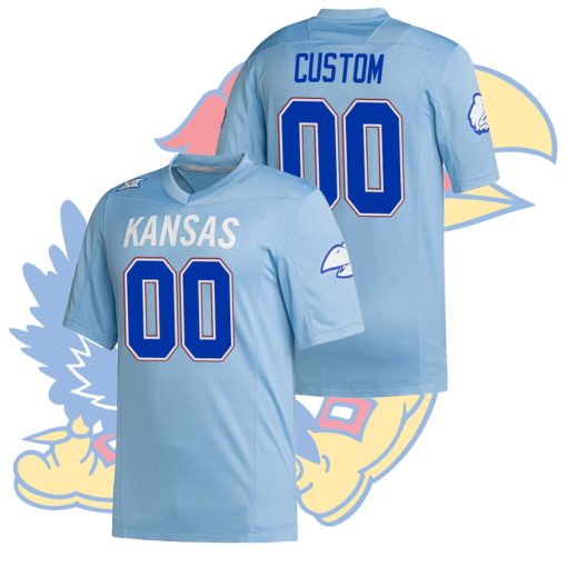 Custom Kansas Jayhawks Light Blue Premier Strategy College Football Jersey