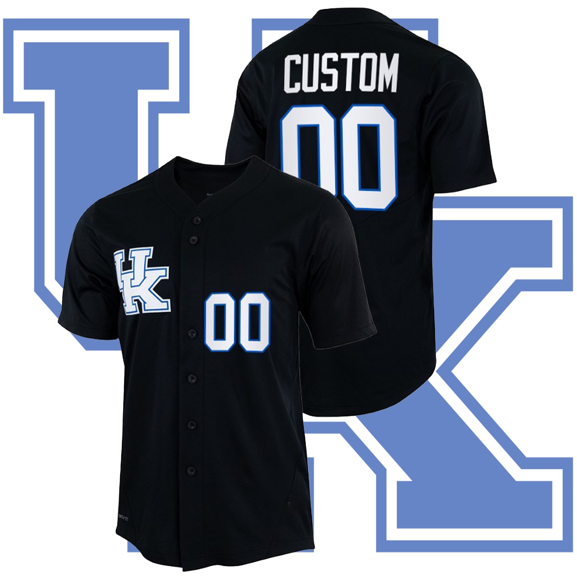 Custom Kentucky Wildcats College Baseball Black Full Button Jersey Custom Kentucky Wildcats College Baseball Black Full Button Jersey