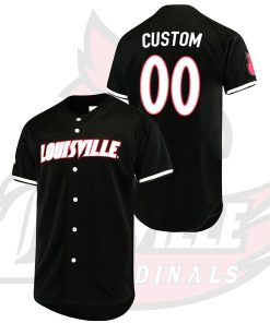 Custom Louisville Cardinals College Baseball Black Jersey Button-Up