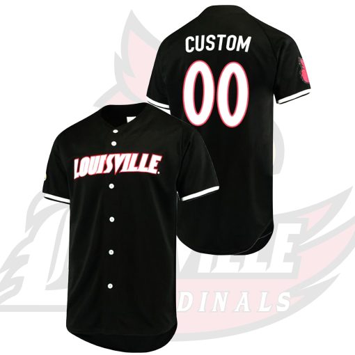 Custom Louisville Cardinals College Baseball Black Jersey Button-Up