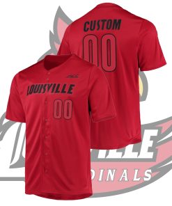Custom Louisville Cardinals College Baseball Red Jersey Button-Up