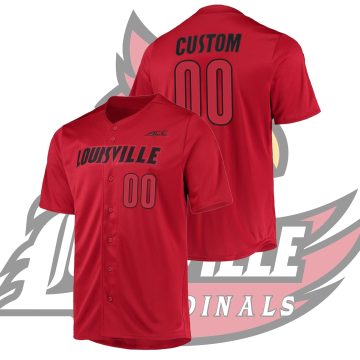Custom Louisville Cardinals College Baseball Red Jersey Button-Up