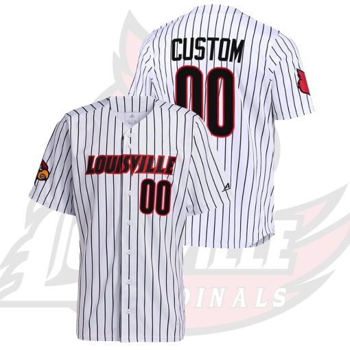 Custom Louisville Cardinals College Baseball White Jersey Pinstripe