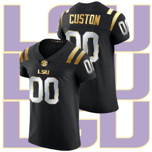 Custom LSU Tigers Black Golden Edition Elite College Football Jersey