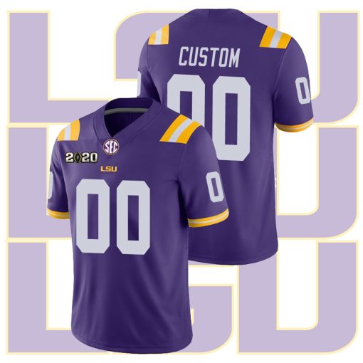 Custom LSU Tigers Purple College Football Game Jersey