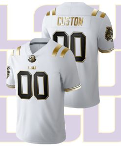 Custom LSU Tigers White Golden Edition Limited College Football Jersey