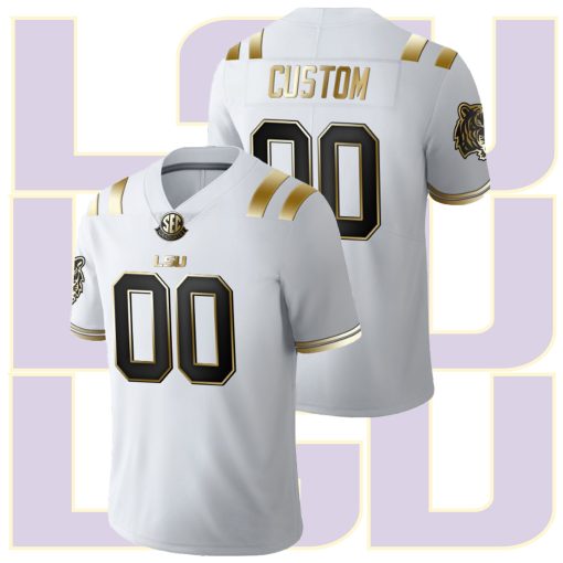 Custom LSU Tigers White Golden Edition Limited College Football Jersey