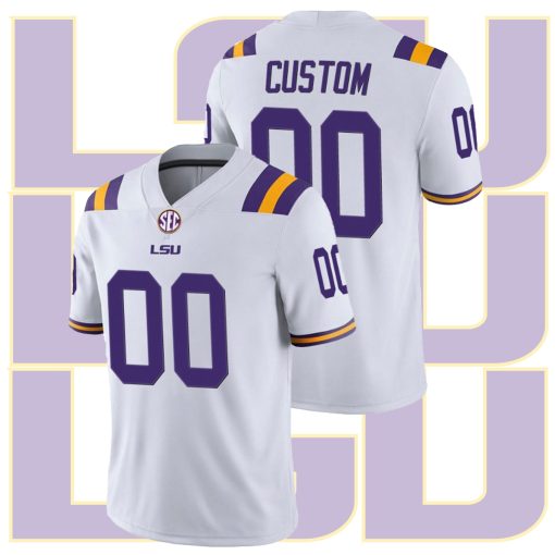 Custom LSU Tigers White Limited College Football Jersey