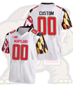 Custom Maryland Terrapins White College Football Game Jersey