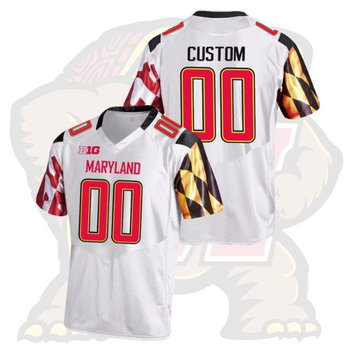 Custom Maryland Terrapins White College Football Game Jersey