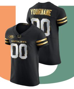 Custom Miami Hurricanes Black Golden Edition College Football Jersey