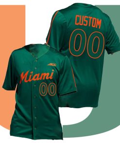 Custom Miami Hurricanes College Baseball Green Jersey Full Button