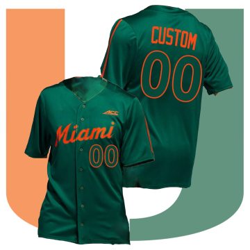 Custom Miami Hurricanes College Baseball Green Jersey Full Button