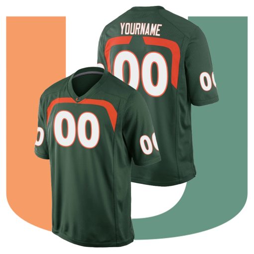 Custom Miami Hurricanes Green Game College Football Jersey