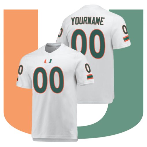 Custom Miami Hurricanes White AEROREADY College Football Jersey