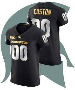 Custom Michigan State Spartans Limited Football Jersey Black Golden Edition