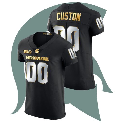 Custom Michigan State Spartans Limited Football Jersey Black Golden Edition